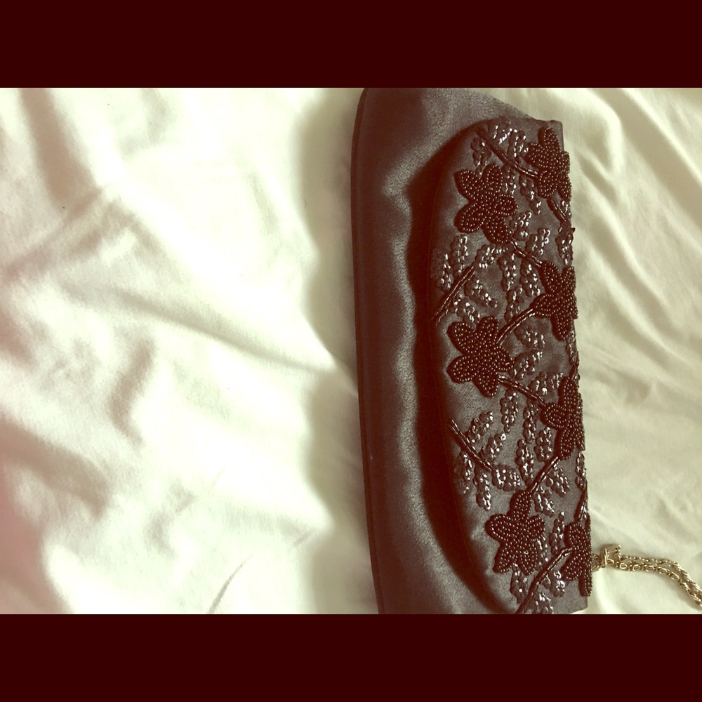 Satin black evening bag